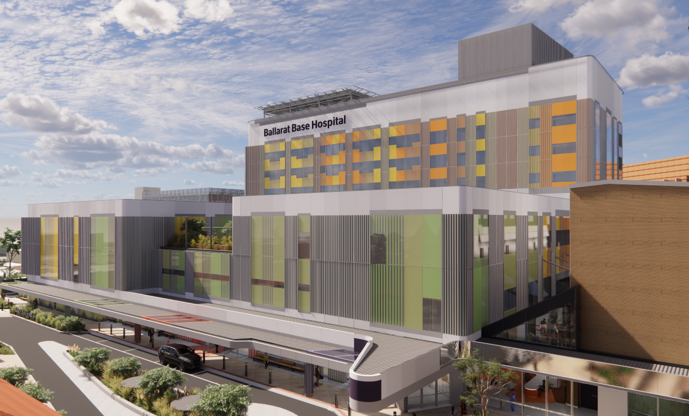 South Eastern View Of The Main Works Tower, Emergency And Main Entrance Drop Off And Community Courtyard Cropped Ve Copy